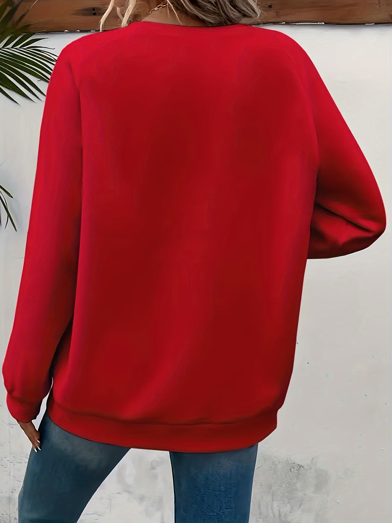 Women's Plus Size Christmas Gnome Print Pullover Sweatshirt