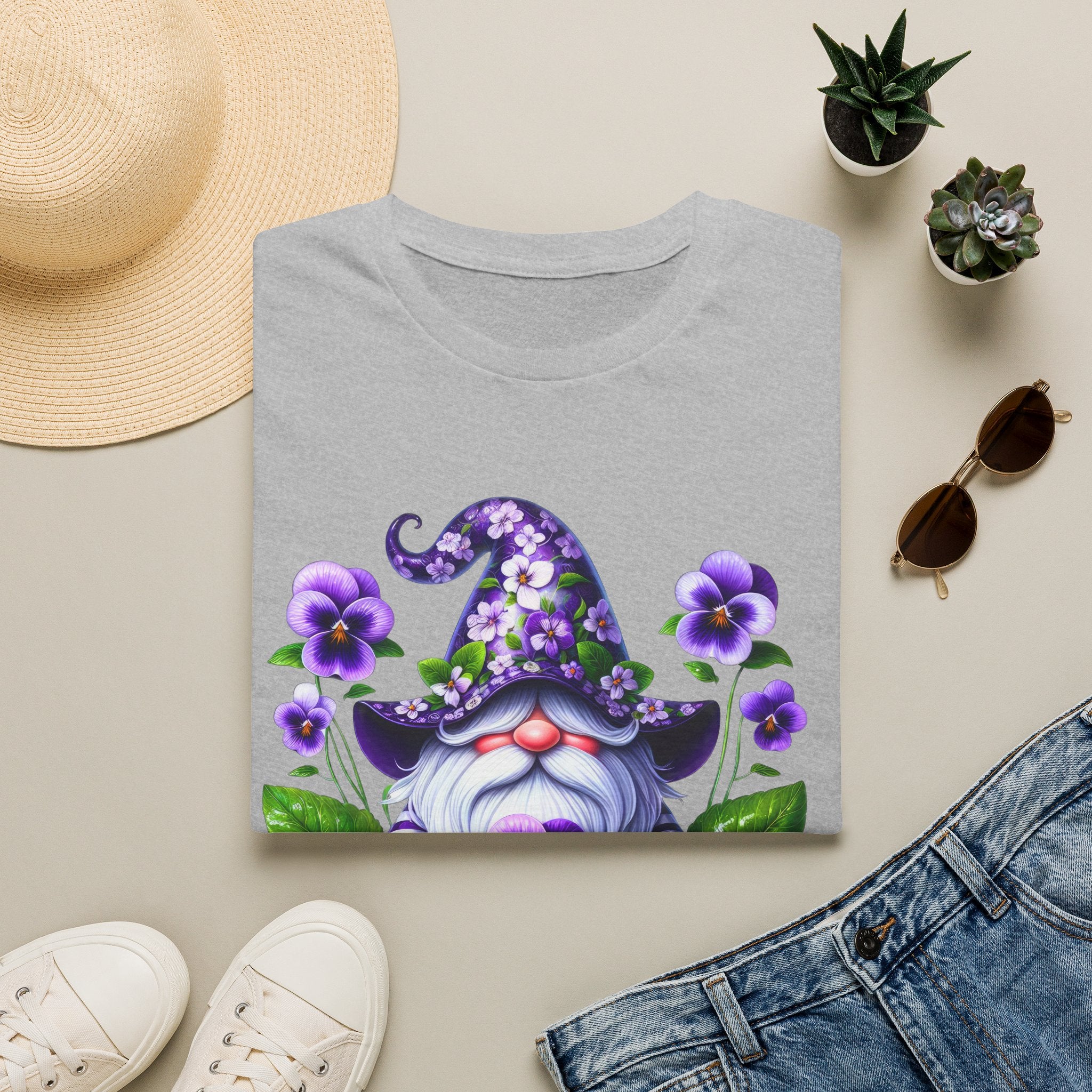 Purple Pansy Garden Gnome T-Shirt