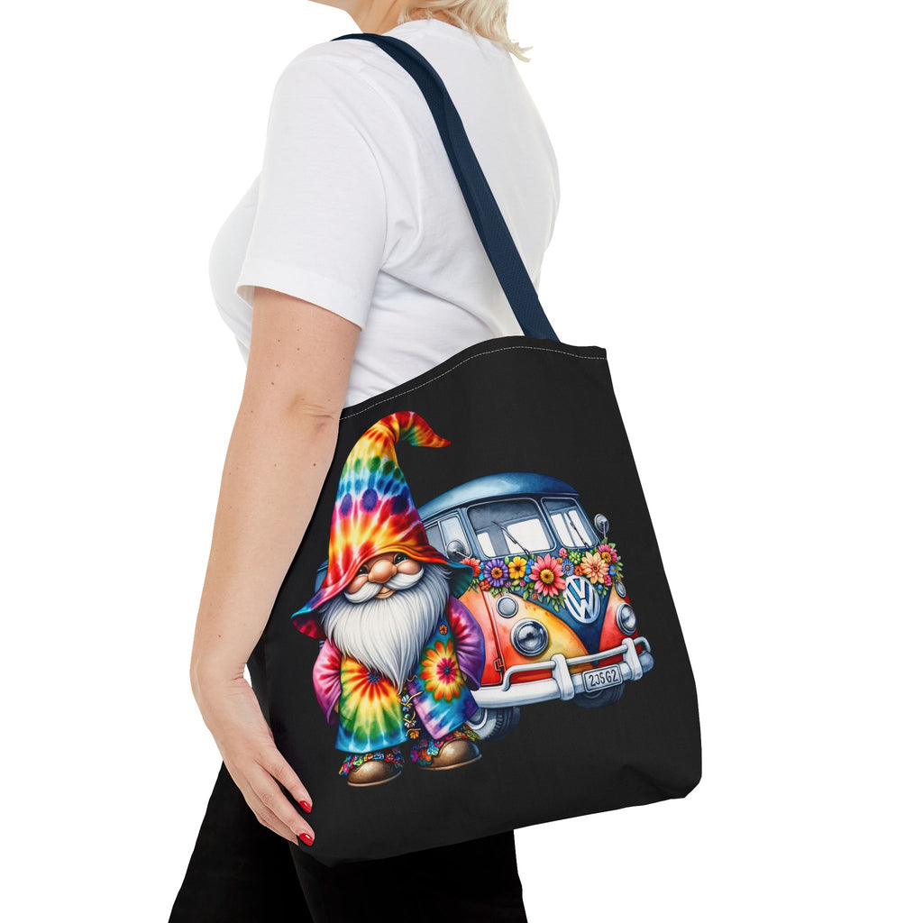 Tie-Dye Gnome Tote Bag — Hippie Van Floral Boho Market Tote