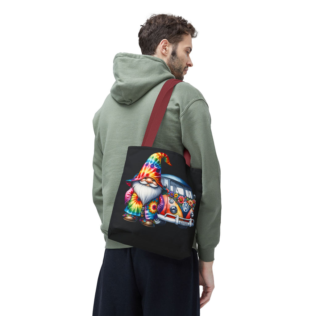 Tie-Dye Gnome Tote Bag — Hippie Van Floral Boho Market Tote