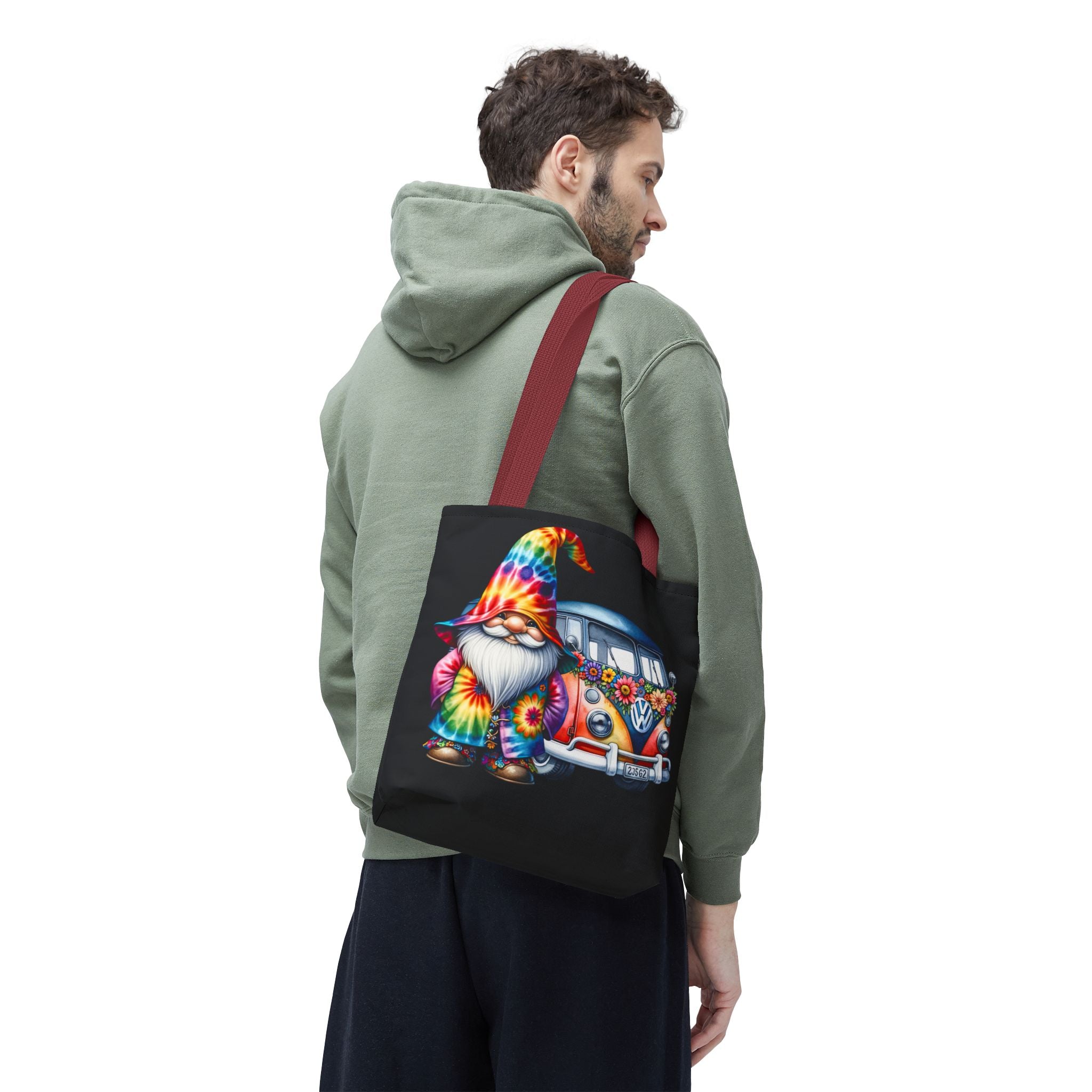 Tie-Dye Gnome Tote Bag — Hippie Van Floral Boho Market Tote