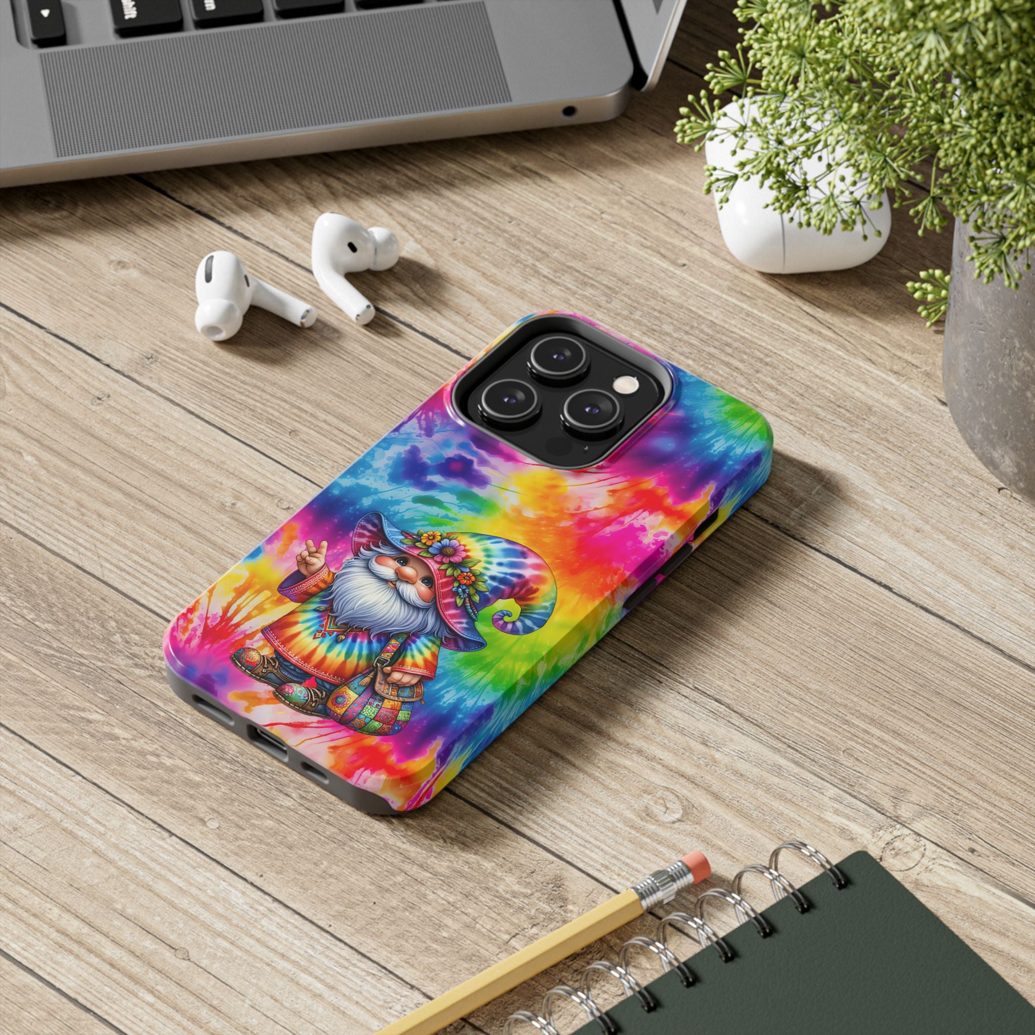 Tie-Dye Gnome Tough Phone Case — Colorful Boho Protective Phone Cover
