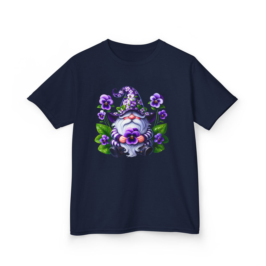 Kids Gnome T‑Shirt — Cute Purple Floral Gnome Tee for Children
