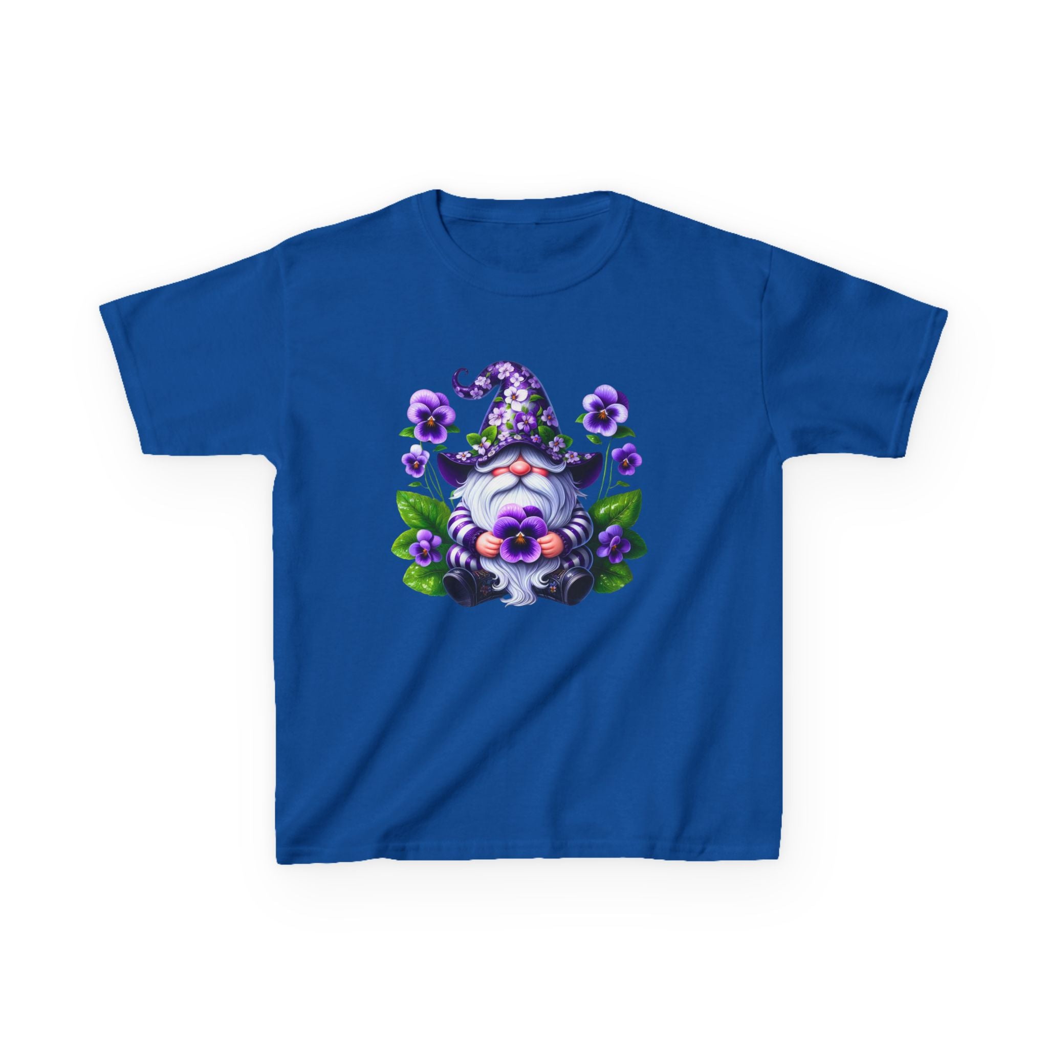 Kids Gnome T‑Shirt — Cute Purple Floral Gnome Tee for Children