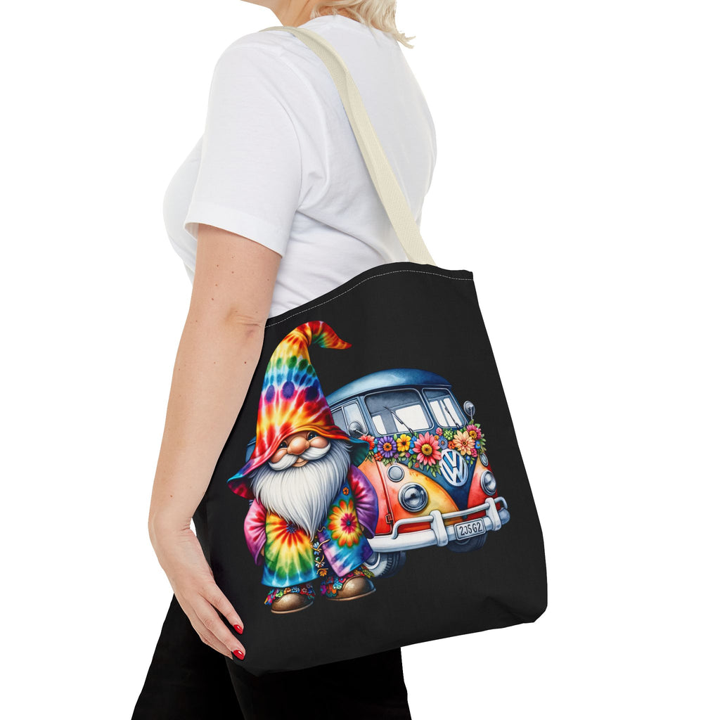 Tie-Dye Gnome Tote Bag — Hippie Van Floral Boho Market Tote