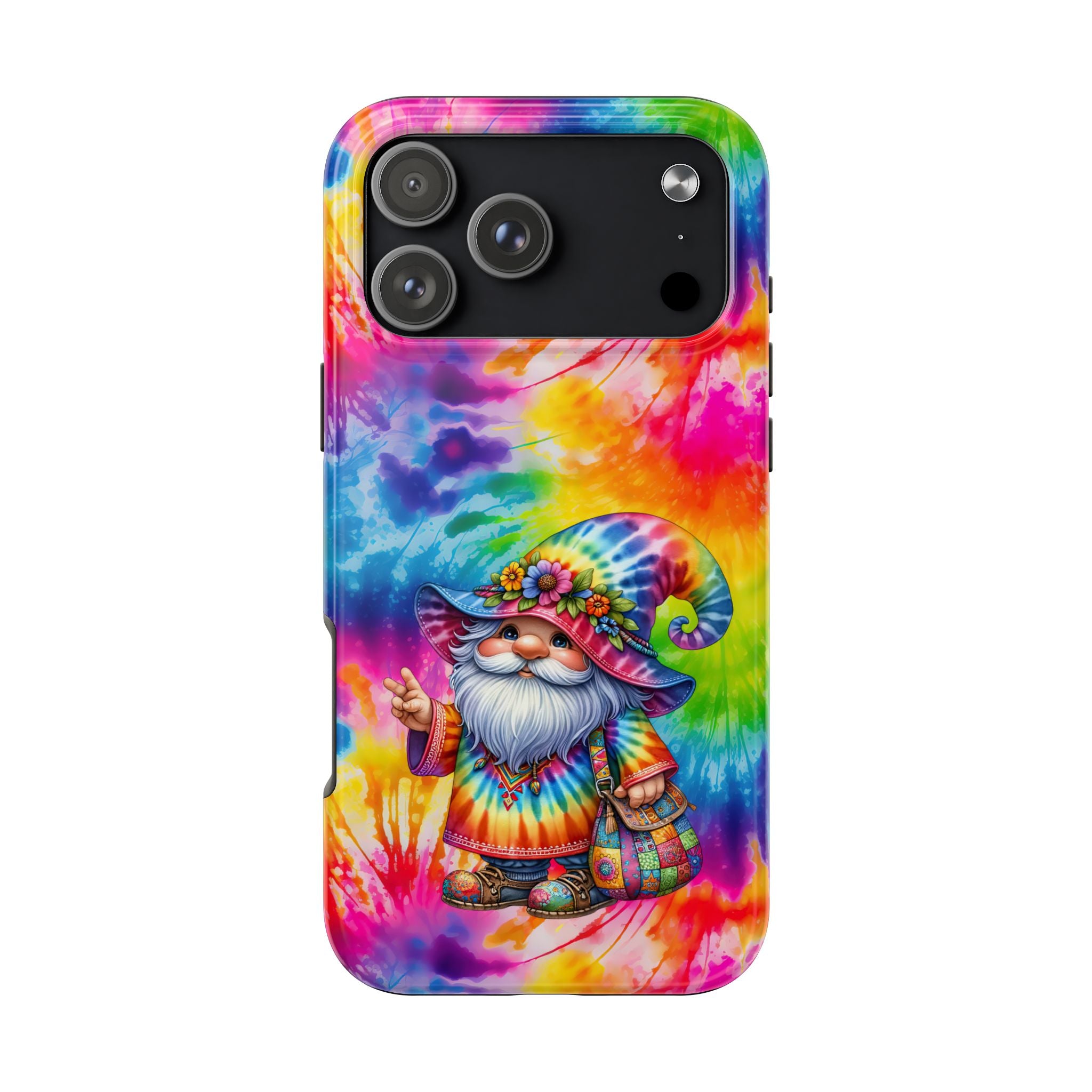 Tie-Dye Gnome Tough Phone Case — Colorful Boho Protective Phone Cover