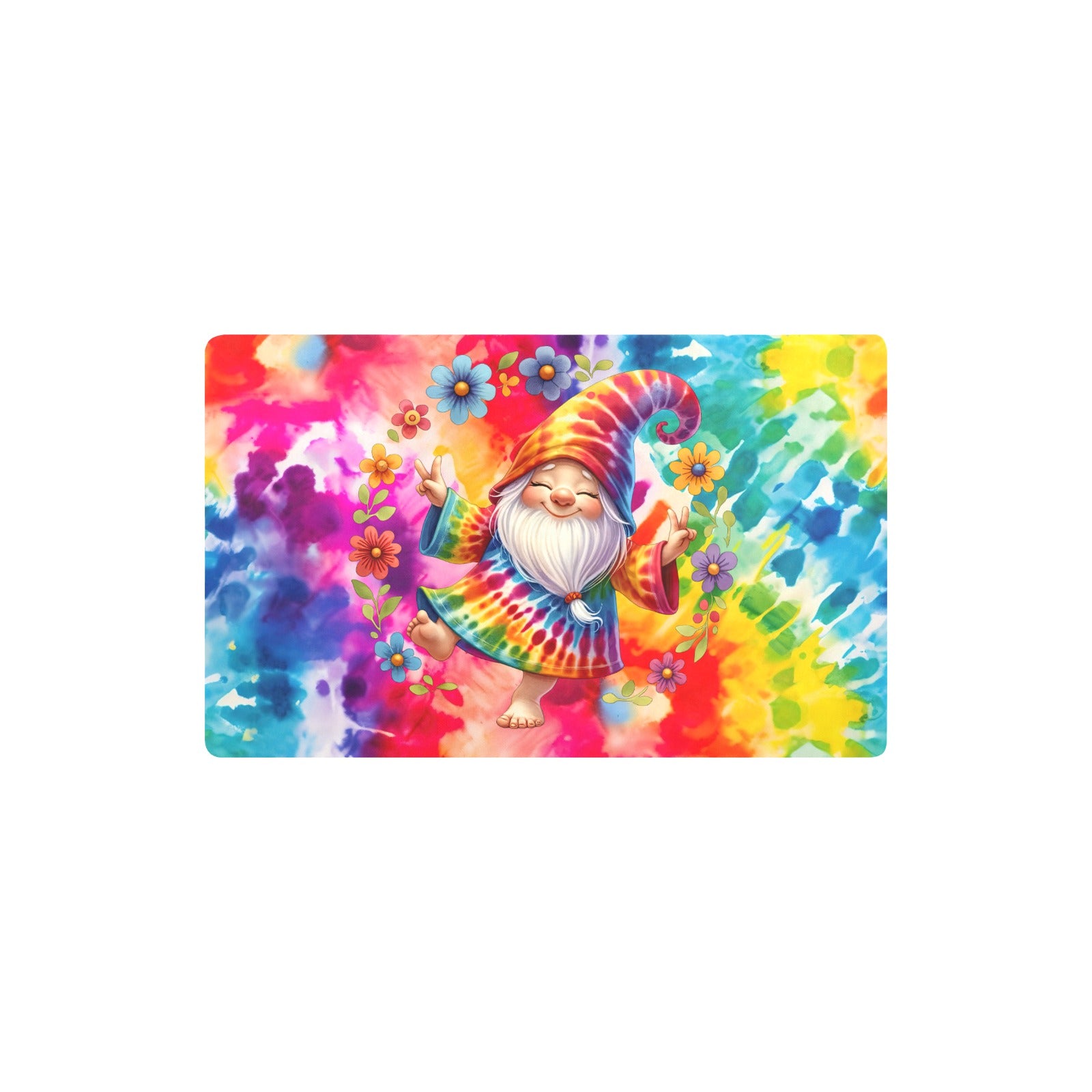 Tie Dye Hippie Flower Child Kitchen Mat 32"x20" (Made In USA)