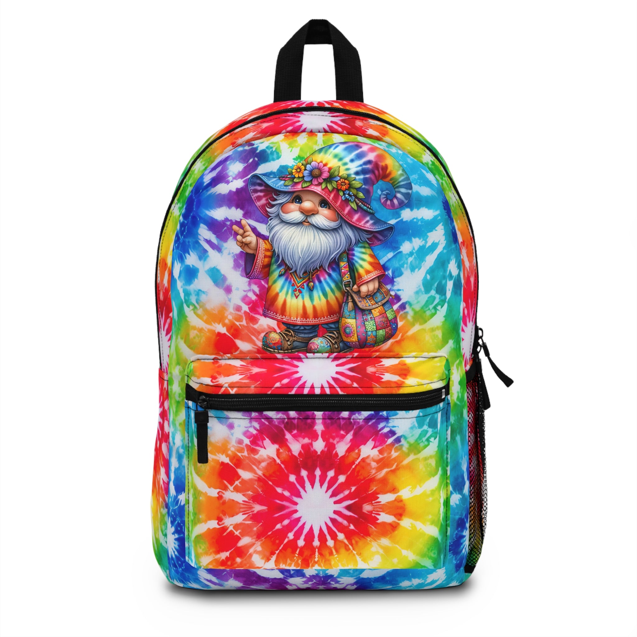 Tie-Dye Gnome Backpack – Colorful Boho School & Travel Bag