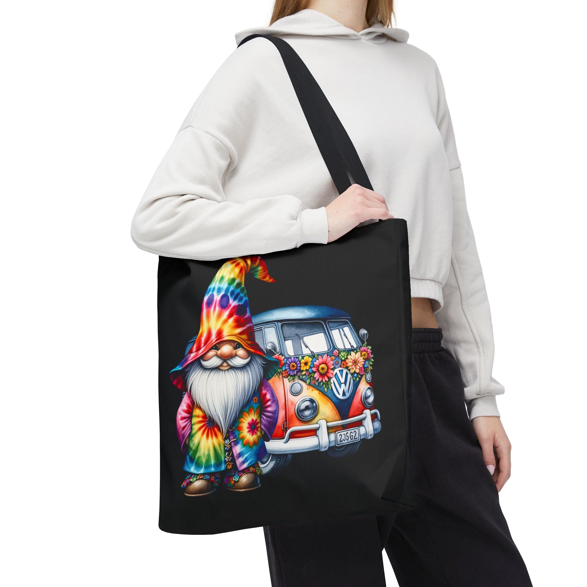 Tie-Dye Gnome Tote Bag — Hippie Van Floral Boho Market Tote