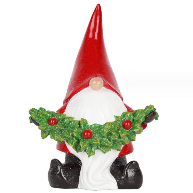Santa Claus Resin Ornament Christmas Gnome Dwarf Holding Branch Christmas Holiday Party Decoration