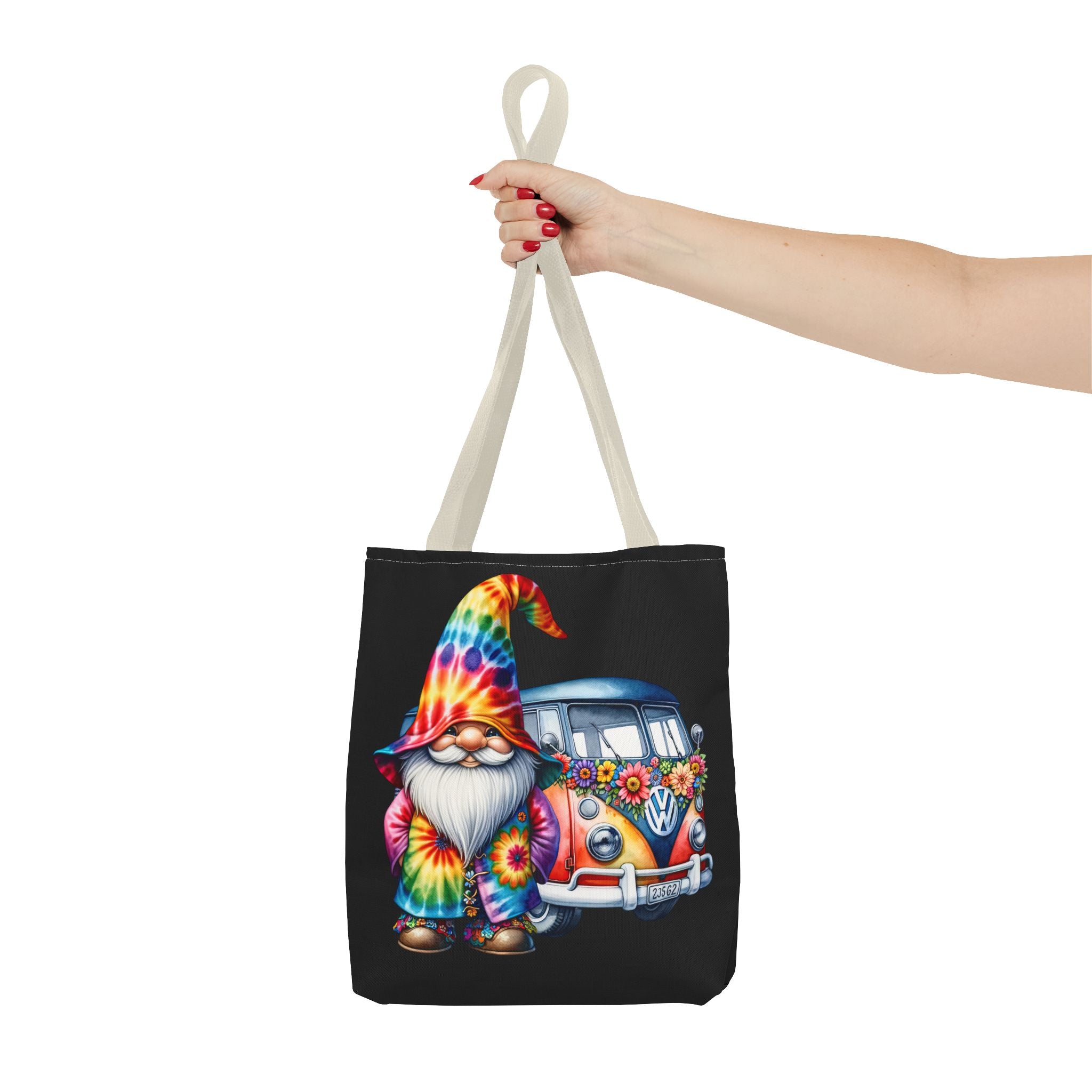 Tie-Dye Gnome Tote Bag — Hippie Van Floral Boho Market Tote