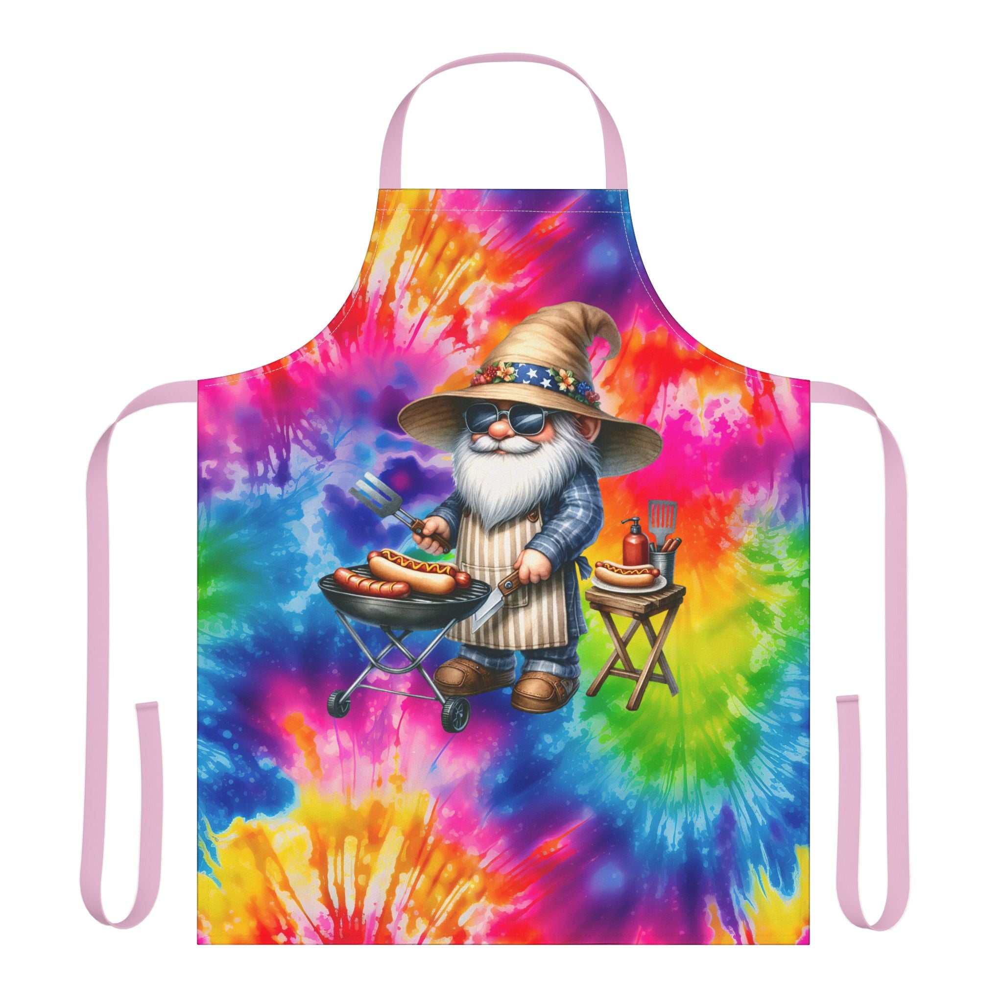 Tie-Dye Gnome BBQ Apron - Colorful Grilling Chef Apron