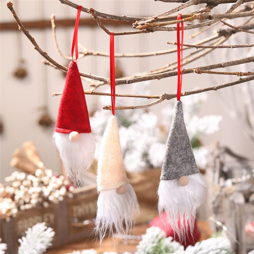 Christmas Santa Lucky Gnome Ornament Red Wine bottle Cover Festival Party Xmas Window Showcase Doll Santa Claus pendant