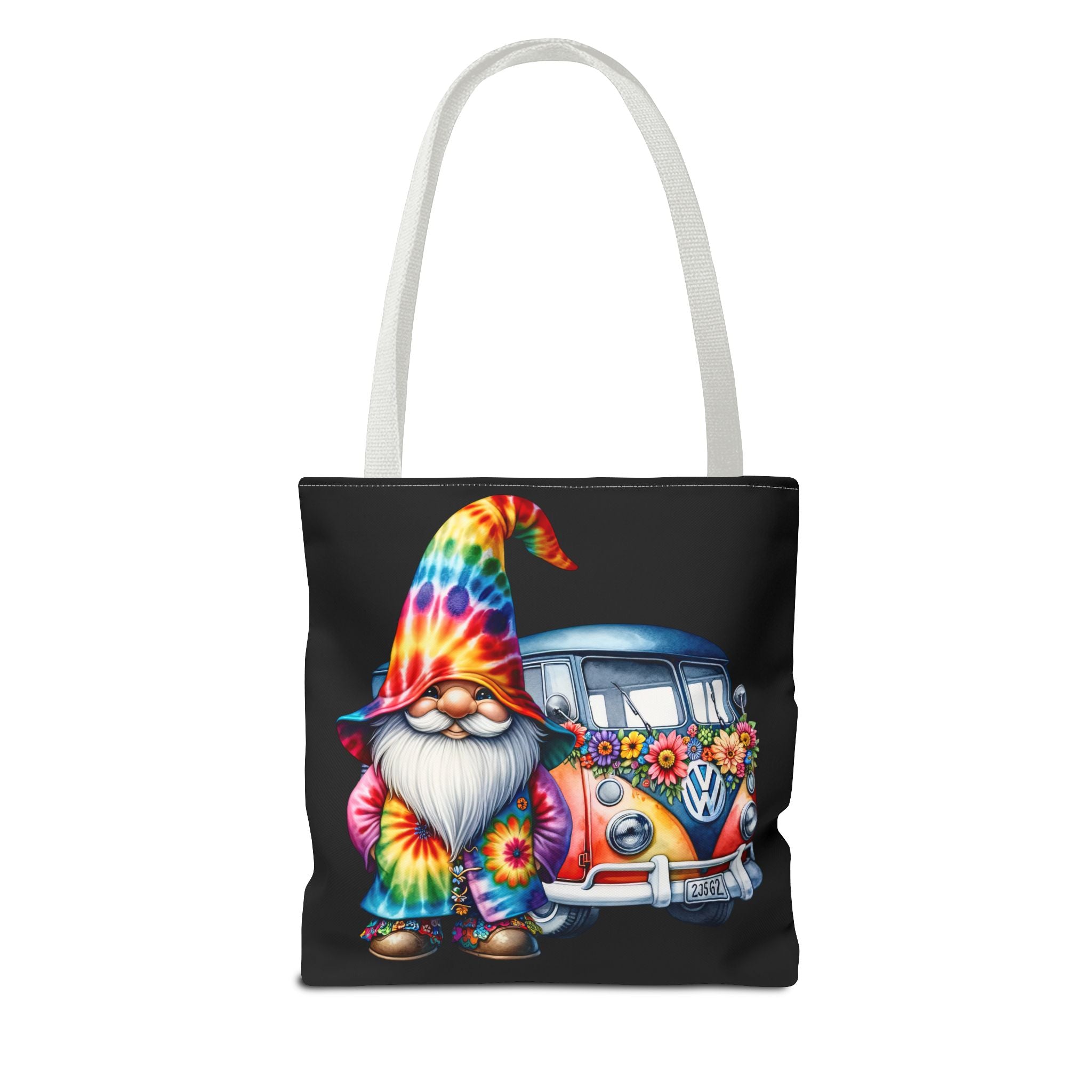 Tie-Dye Gnome Tote Bag — Hippie Van Floral Boho Market Tote