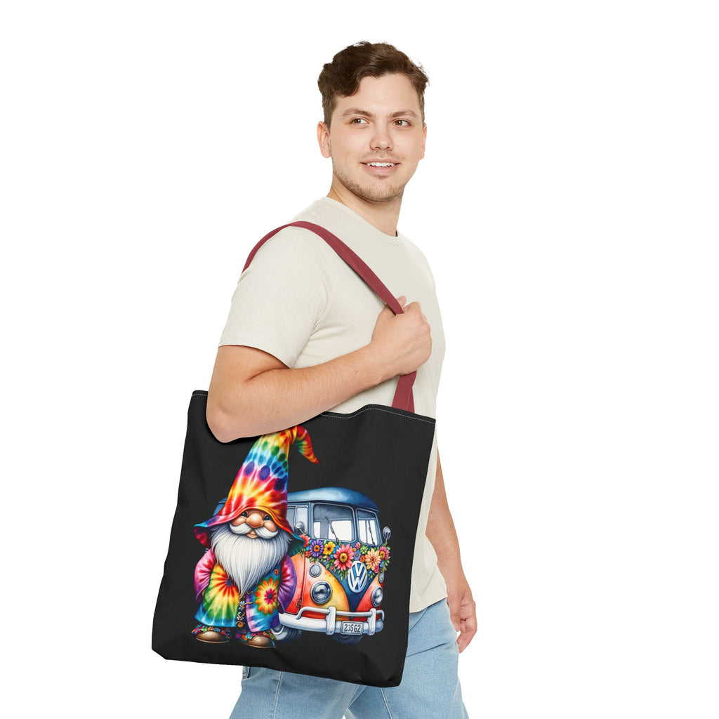 Tie-Dye Gnome Tote Bag — Hippie Van Floral Boho Market Tote