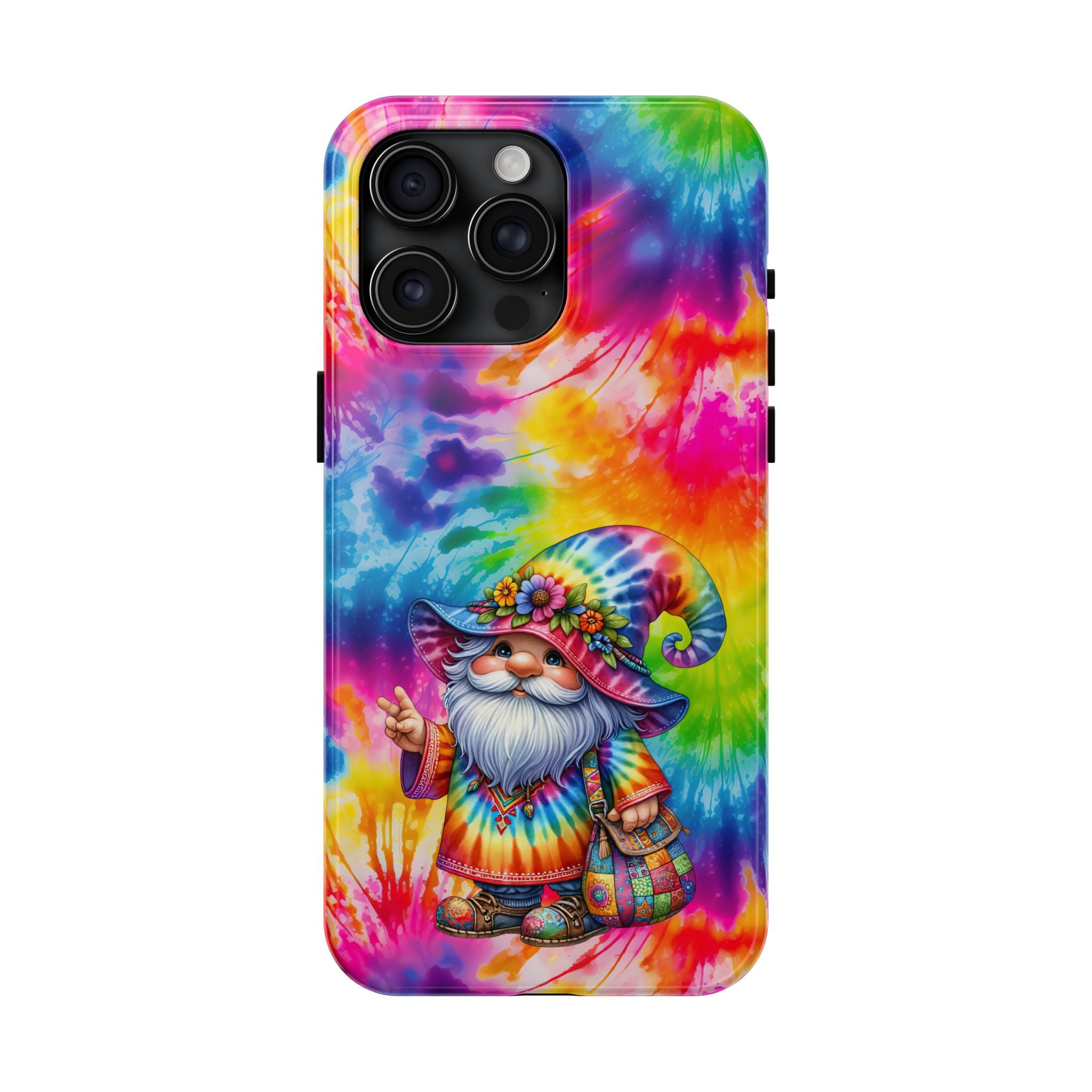 Tie-Dye Gnome Tough Phone Case — Colorful Boho Protective Phone Cover