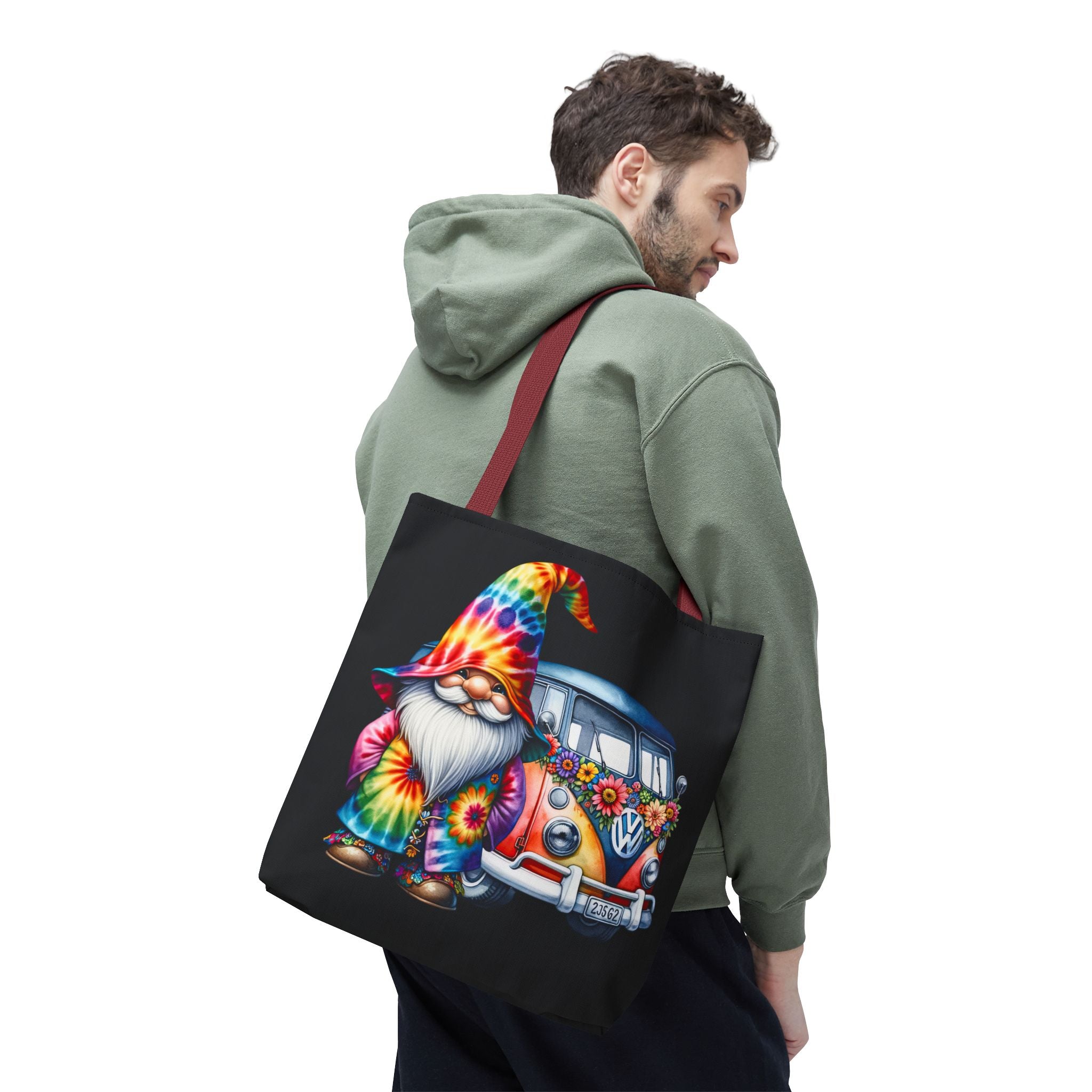 Tie-Dye Gnome Tote Bag — Hippie Van Floral Boho Market Tote