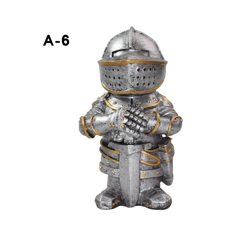 Knight Gnomes Guard Gnome Dwarf Knight Guard Resin Ornament Garden War Statue