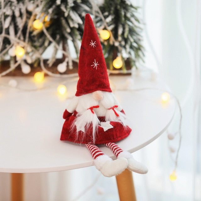 Christmas Long Legged Swedish Santa Gnome Plush Doll Ornament Handmade Elf Toys Holiday Home Party Decor Kids Gift#25