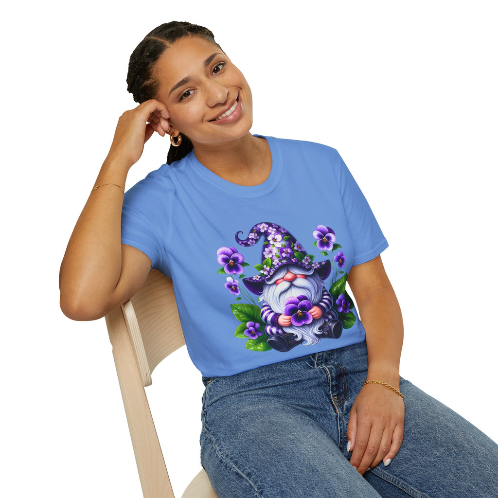 Purple Pansy Garden Gnome T-Shirt