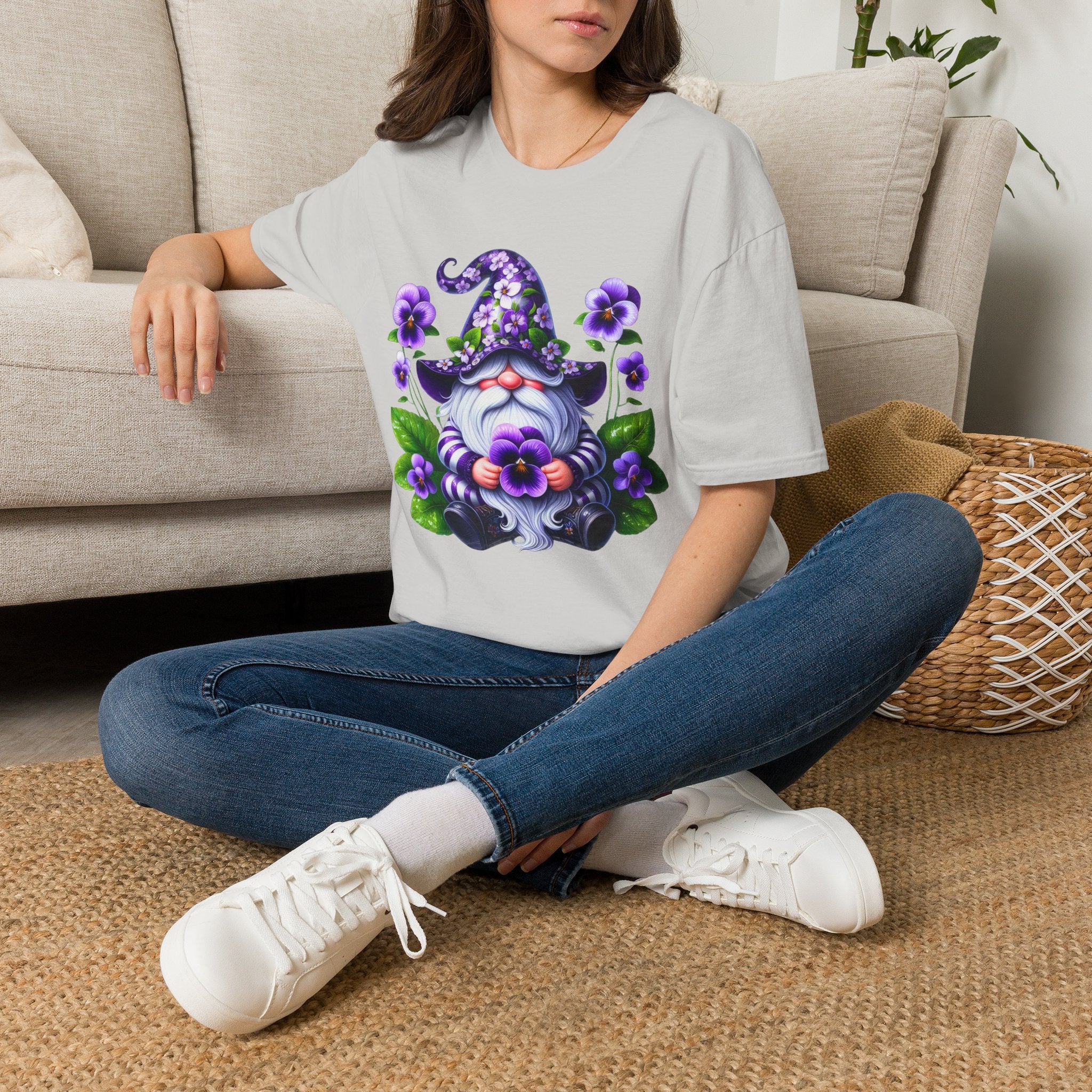 Purple Pansy Garden Gnome T-Shirt