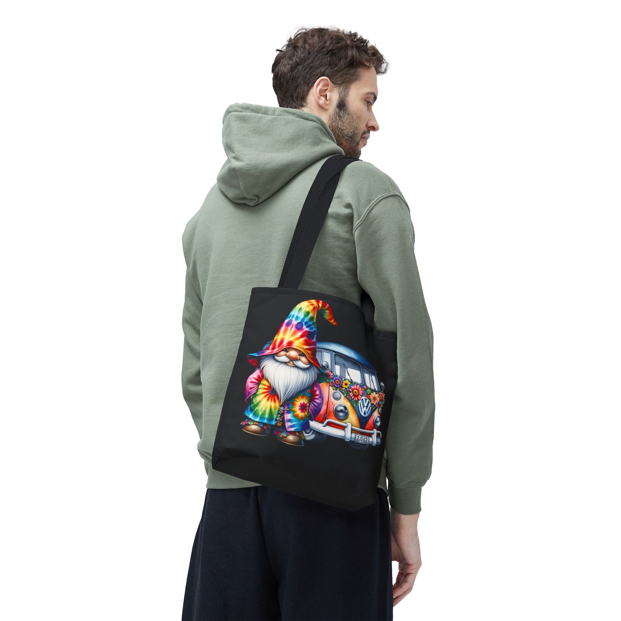Tie-Dye Gnome Tote Bag — Hippie Van Floral Boho Market Tote