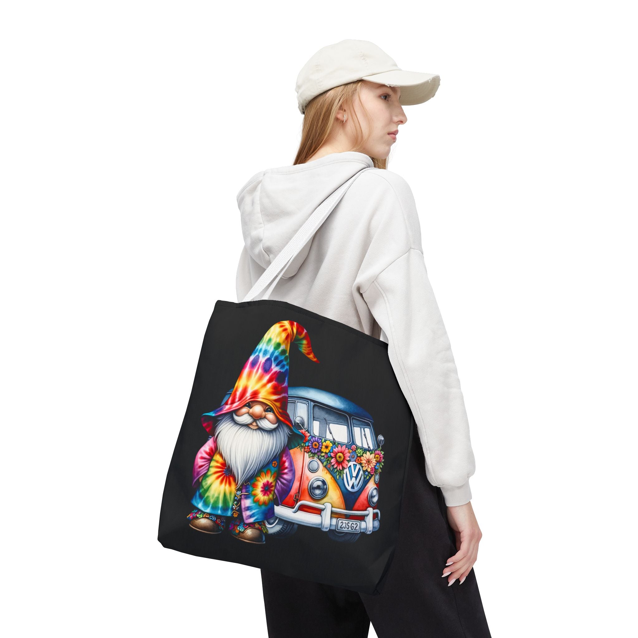 Tie-Dye Gnome Tote Bag — Hippie Van Floral Boho Market Tote