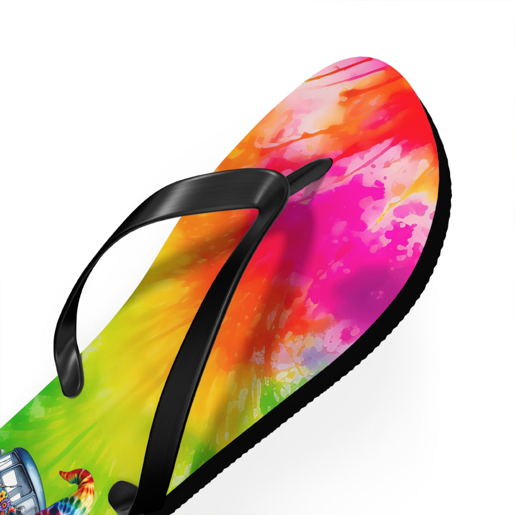 Tie-Dye Gnome Flip Flops — Colorful Summer Beach Sandals