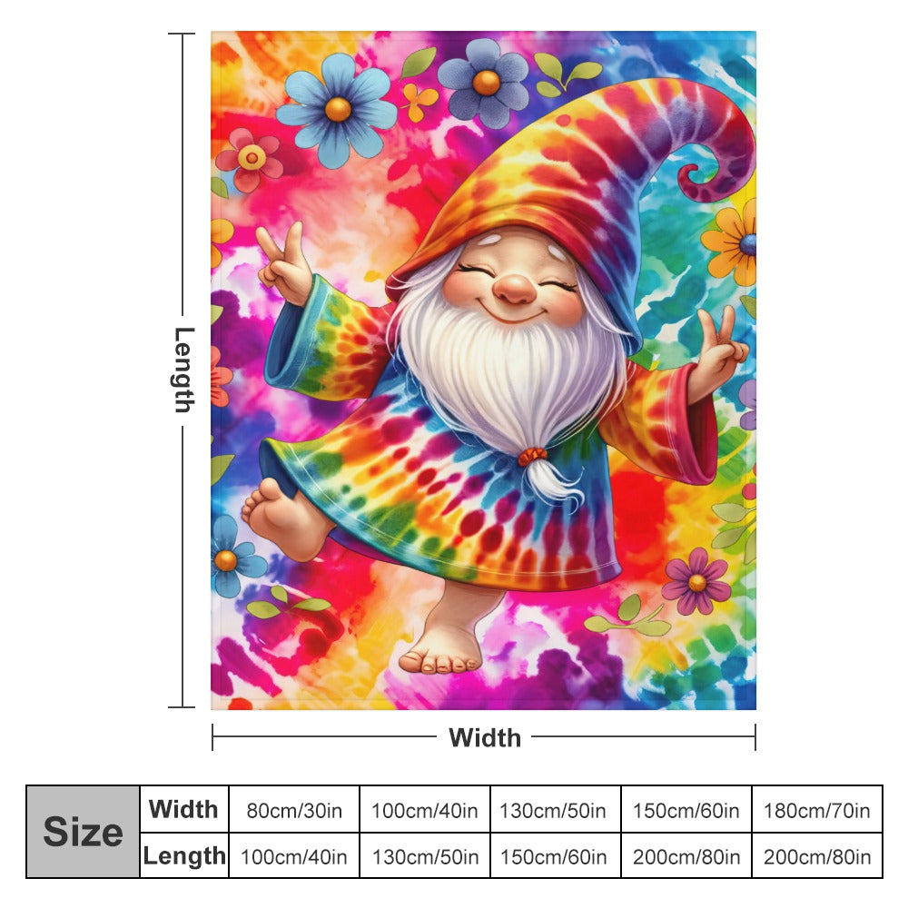Happy Gnome Tie Dye Ultra-Soft Flannel Blanket 40" x 50"  Multiple Sizes