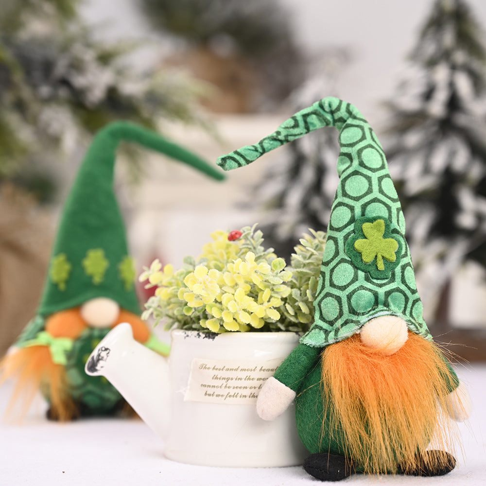 Decorations St. Patrick's Day Irish Day Decoration Doll Standing Green Leaf Gnome Ornament