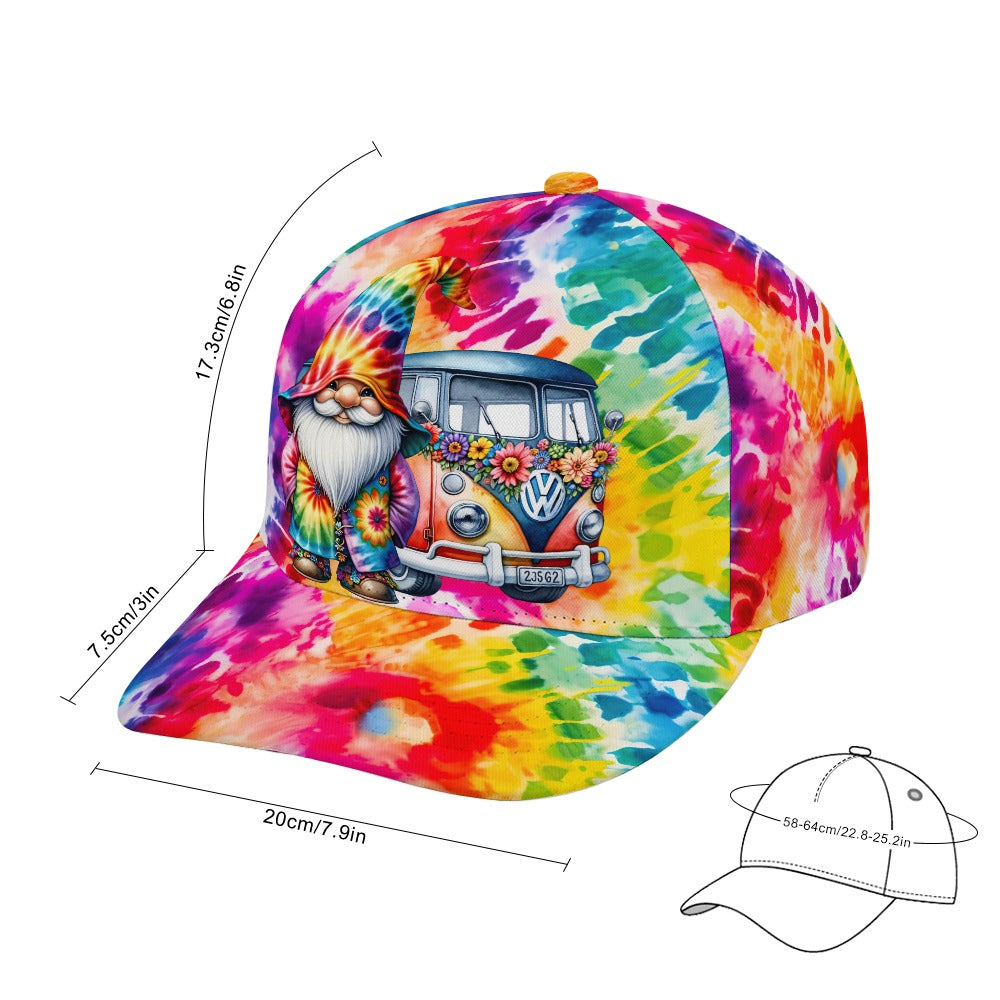 Hippie Gnome VW Bus Tie Dye Baseball Cap
