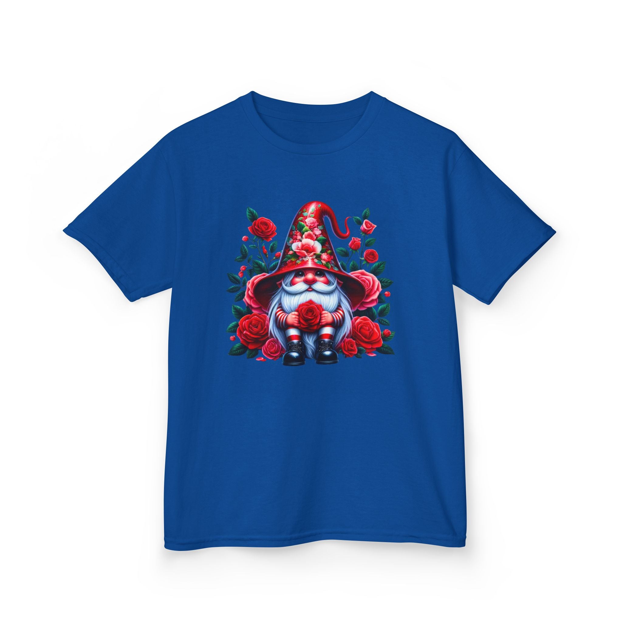 Valentine Gnome Kids Tee — Cute Red Rose Garden Gnome Shirt