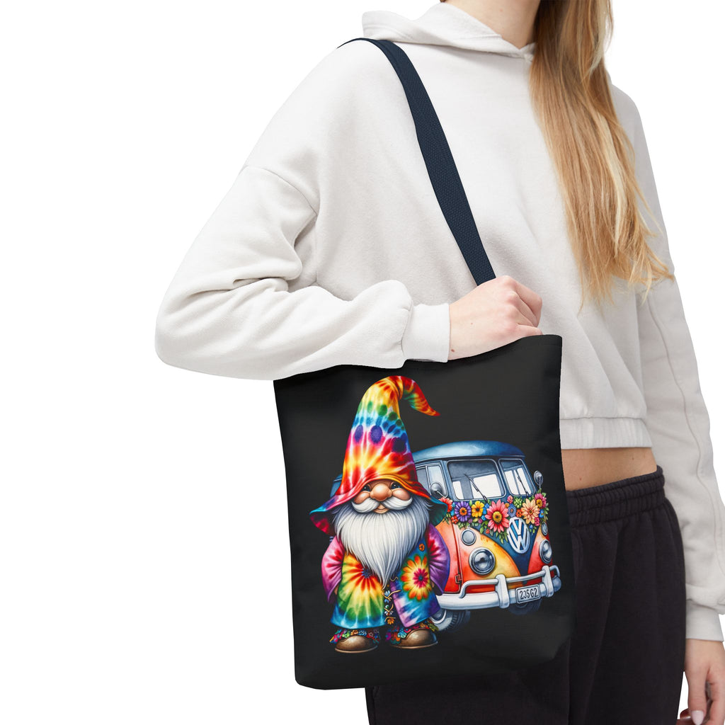 Tie-Dye Gnome Tote Bag — Hippie Van Floral Boho Market Tote