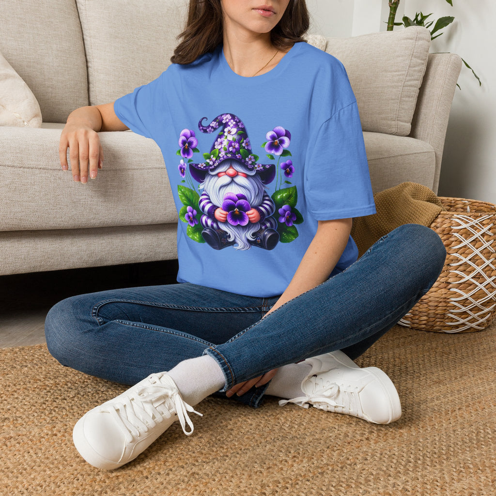 Purple Pansy Garden Gnome T-Shirt