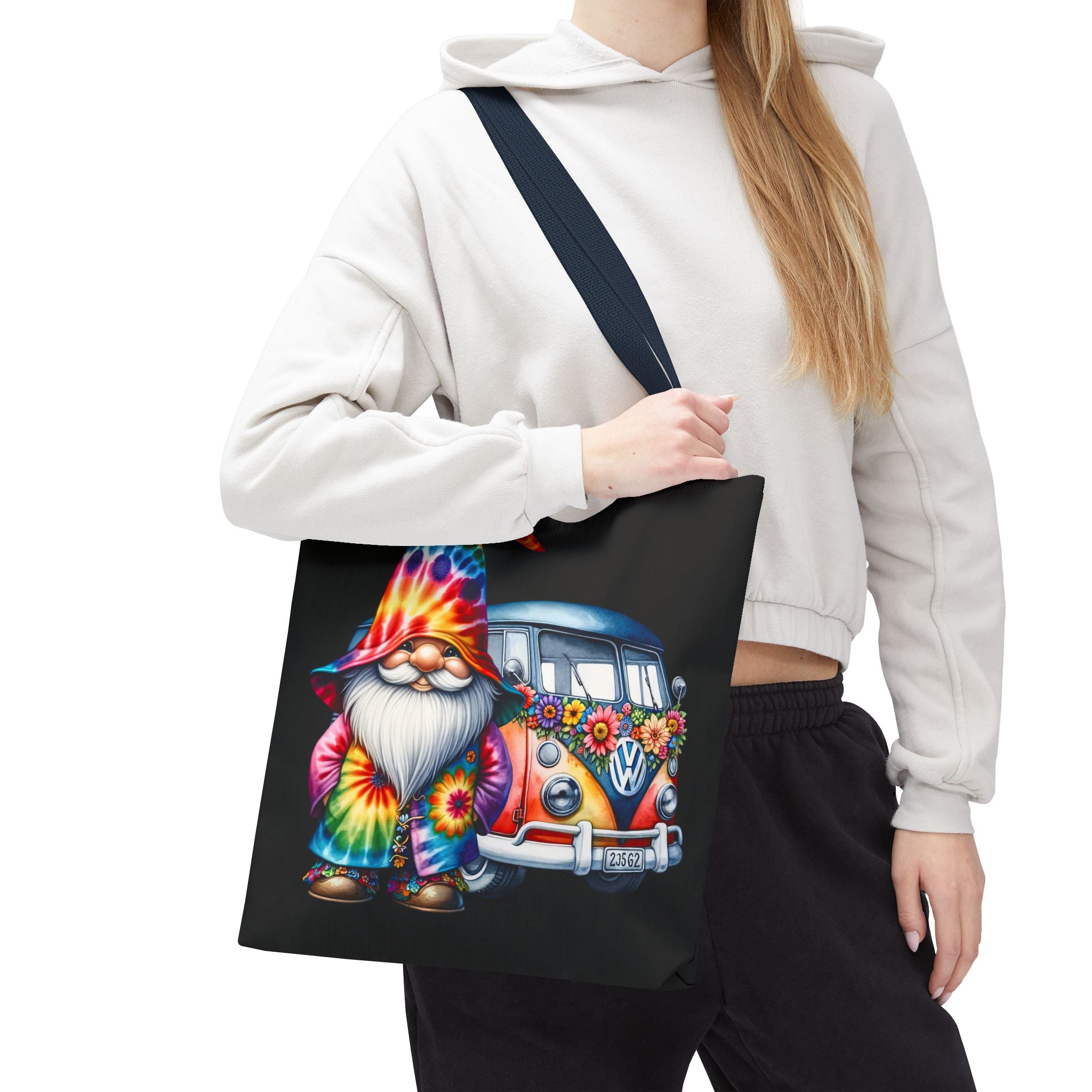 Tie-Dye Gnome Tote Bag — Hippie Van Floral Boho Market Tote