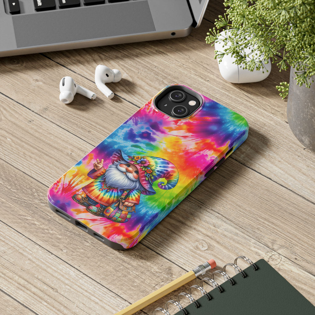 Tie-Dye Gnome Tough Phone Case — Colorful Boho Protective Phone Cover