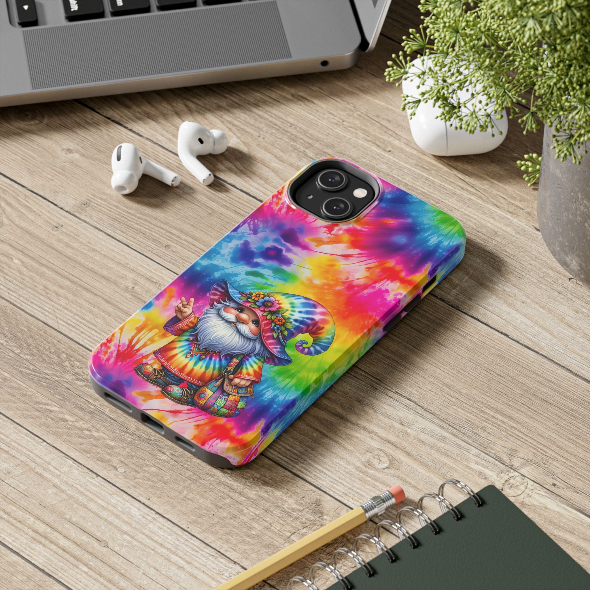 Tie-Dye Gnome Tough Phone Case — Colorful Boho Protective Phone Cover