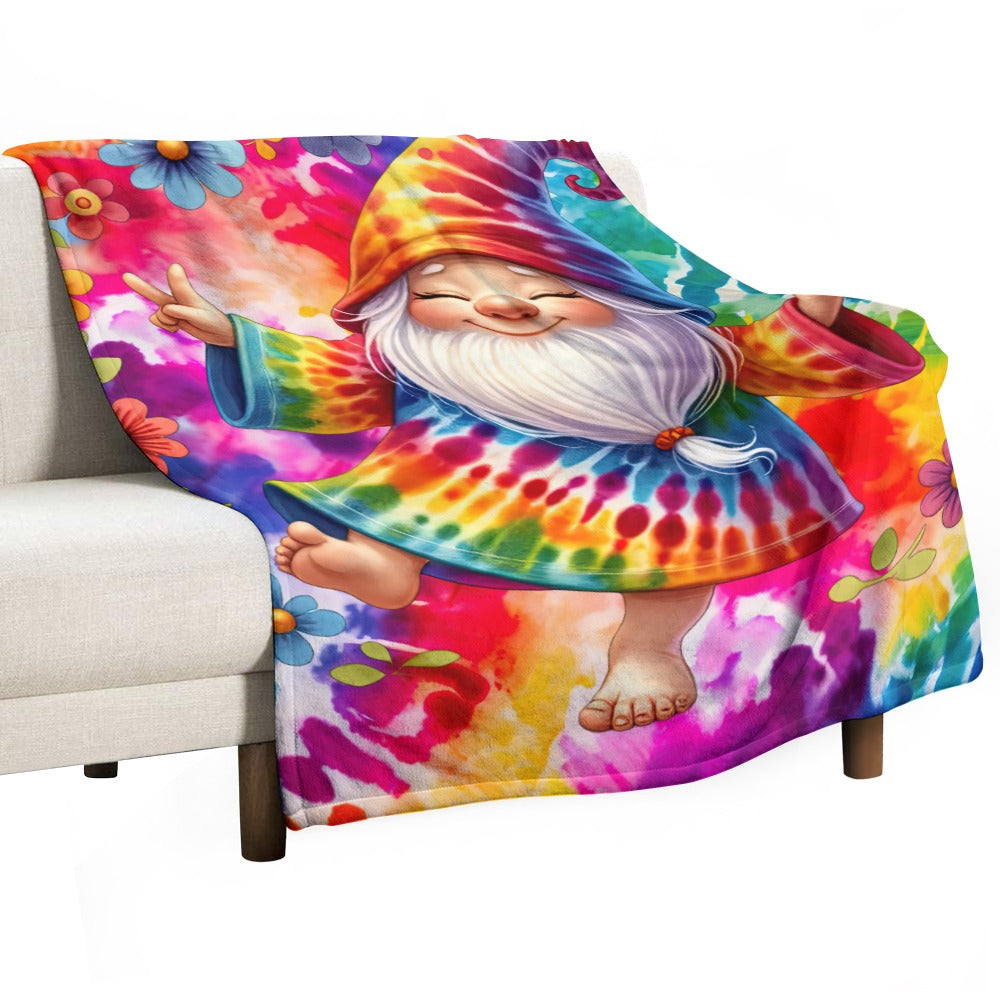 Happy Gnome Tie Dye Ultra-Soft Flannel Blanket 30" x 40" Multiple Sizes