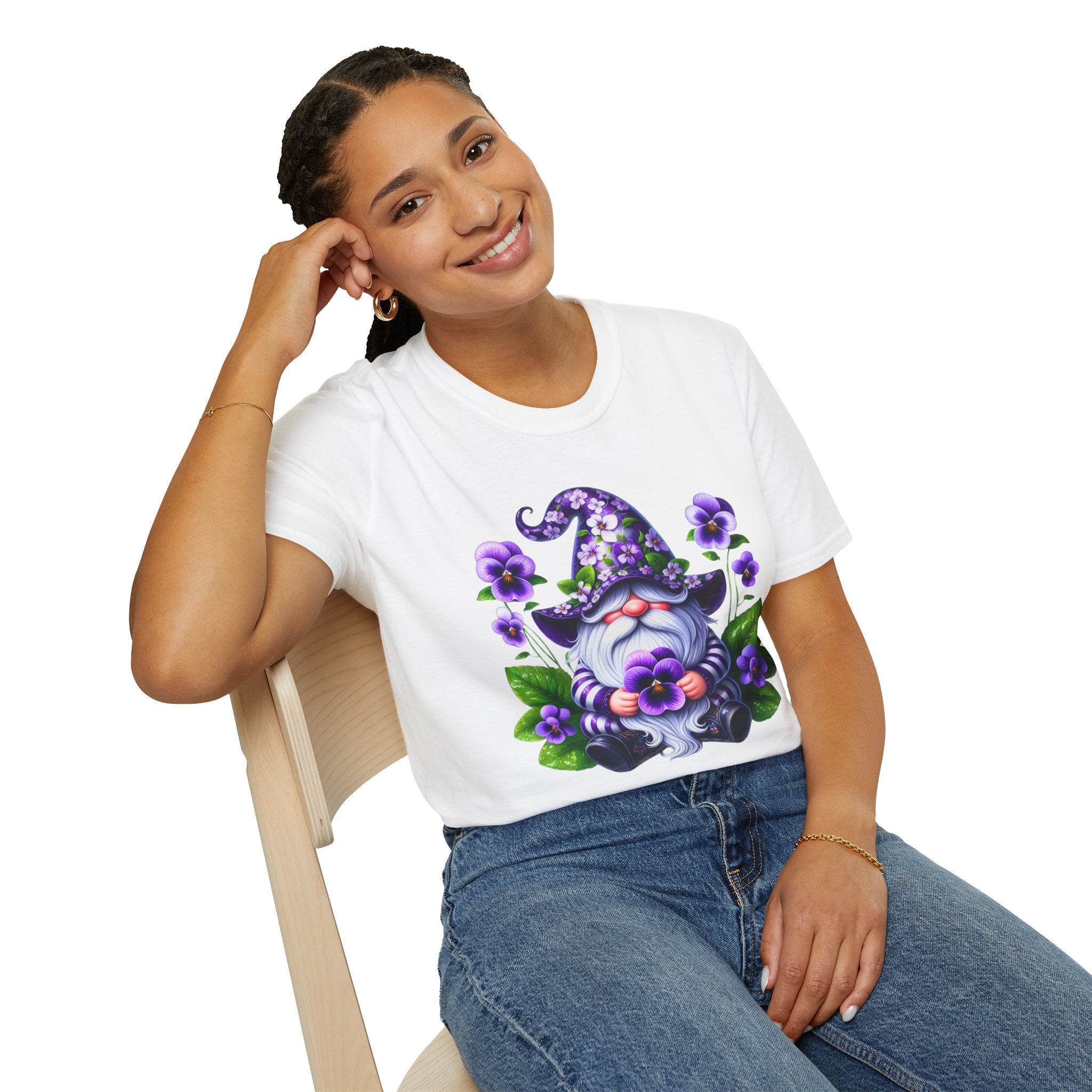 Purple Pansy Garden Gnome T-Shirt