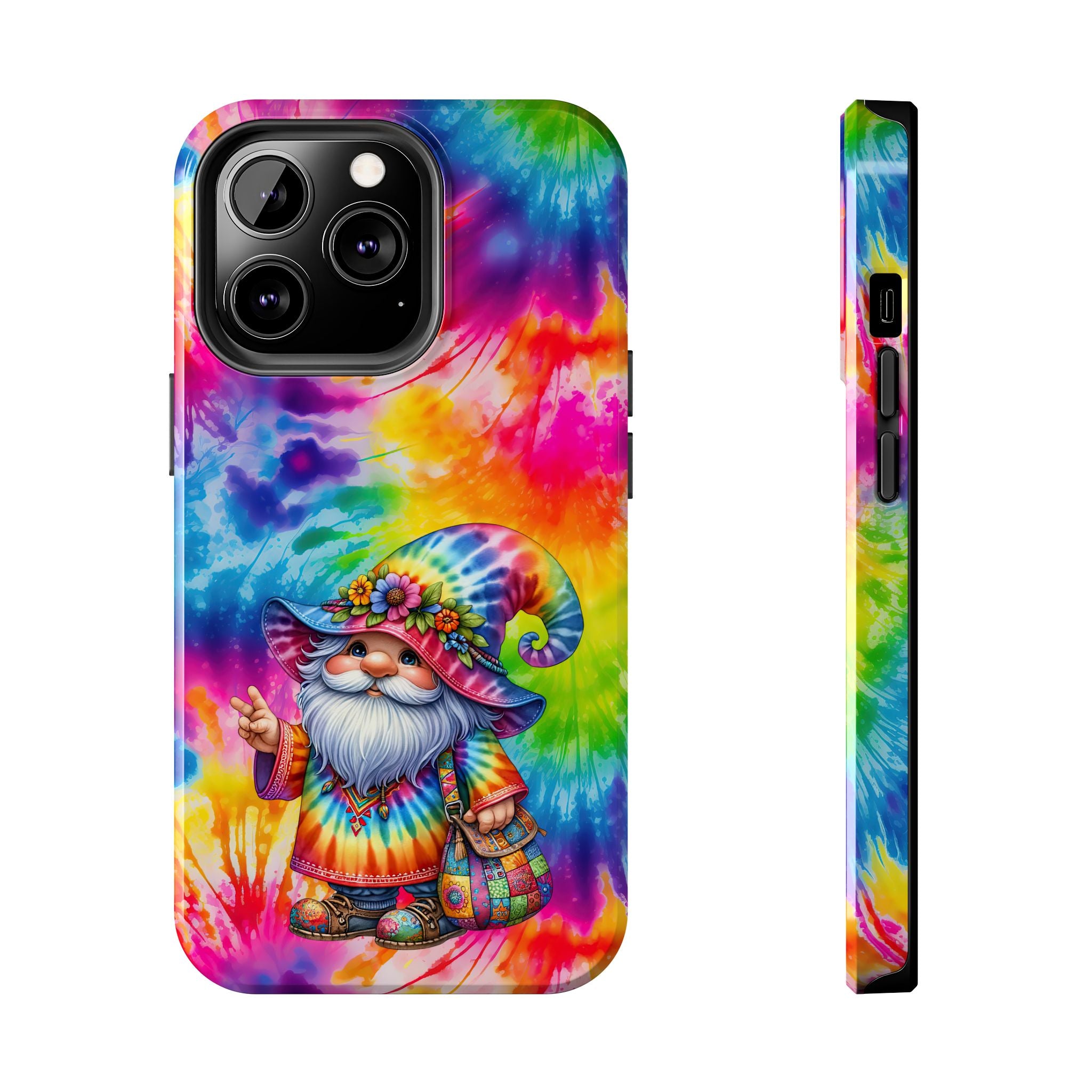 Tie-Dye Gnome Tough Phone Case — Colorful Boho Protective Phone Cover