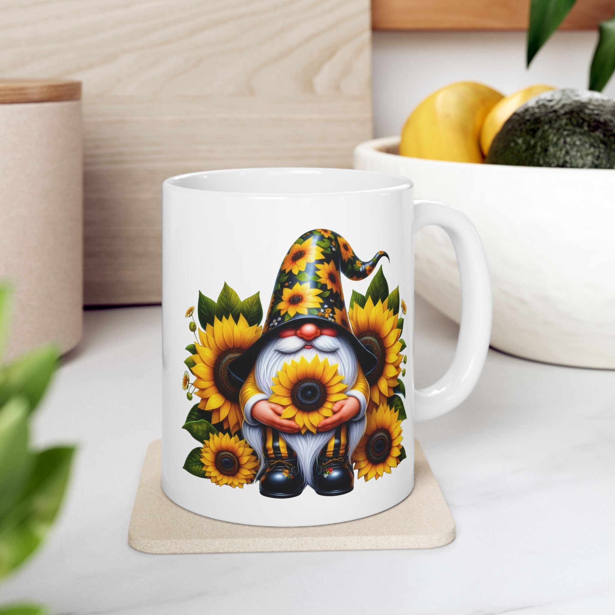 Sunflower Witch Ceramic Mug — Autumn Halloween Coffee Cup (11oz, 15oz)