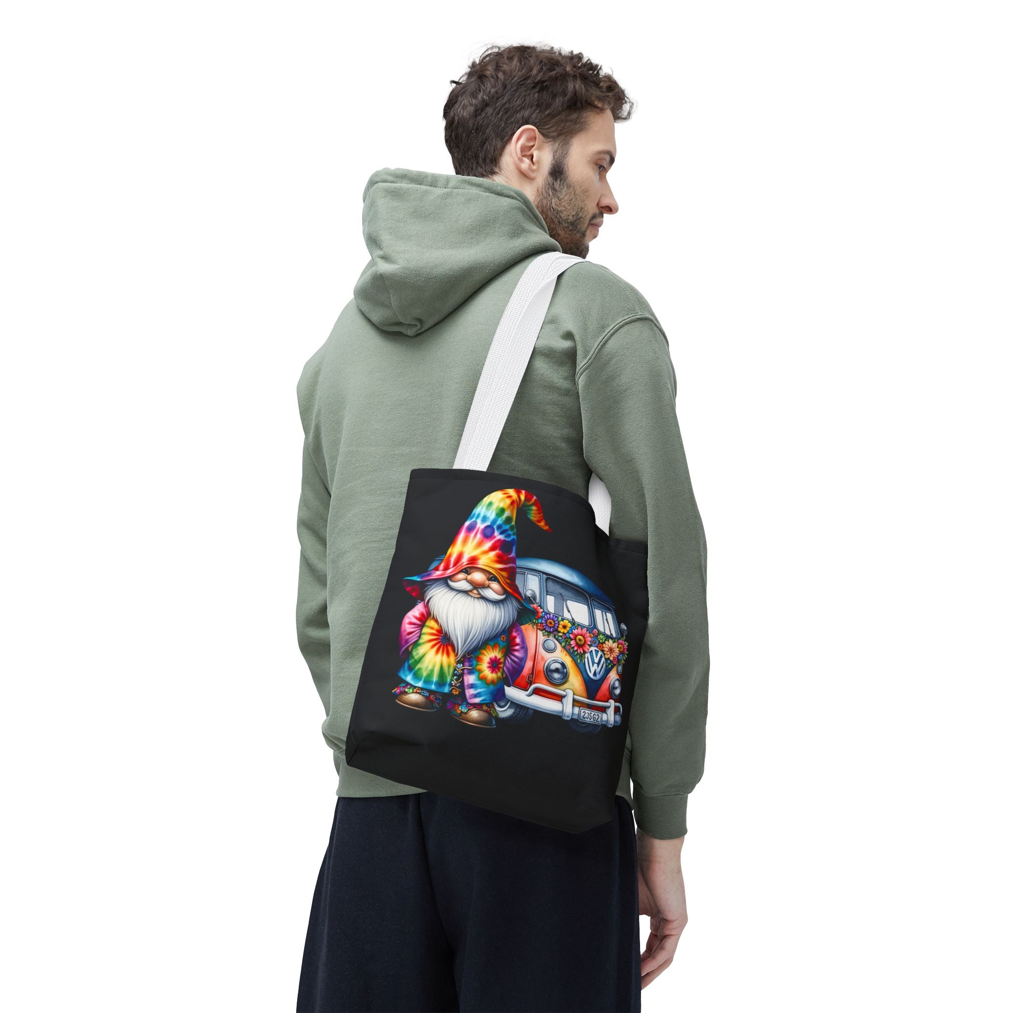 Tie-Dye Gnome Tote Bag — Hippie Van Floral Boho Market Tote