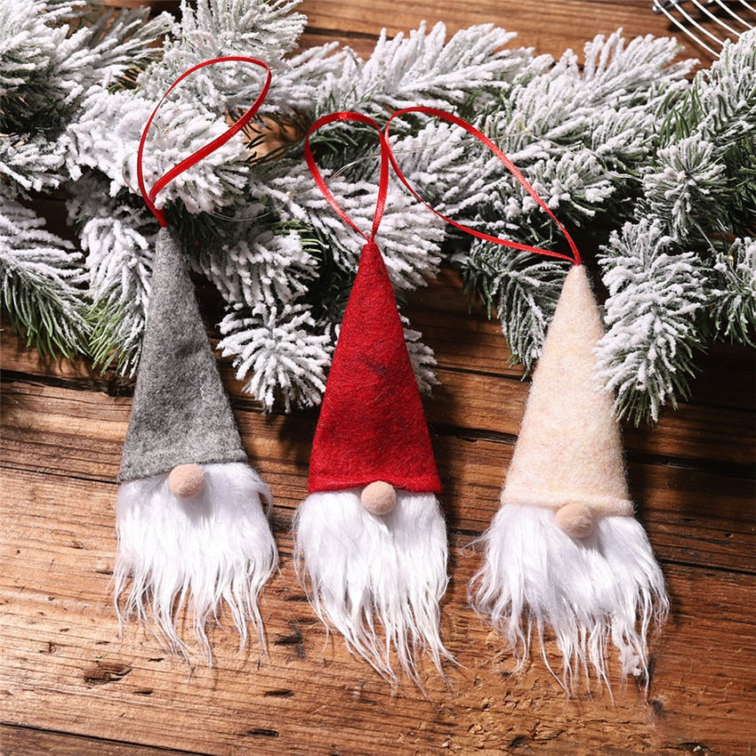 Christmas Santa Lucky Gnome Ornament Red Wine bottle Cover Festival Party Xmas Window Showcase Doll Santa Claus pendant