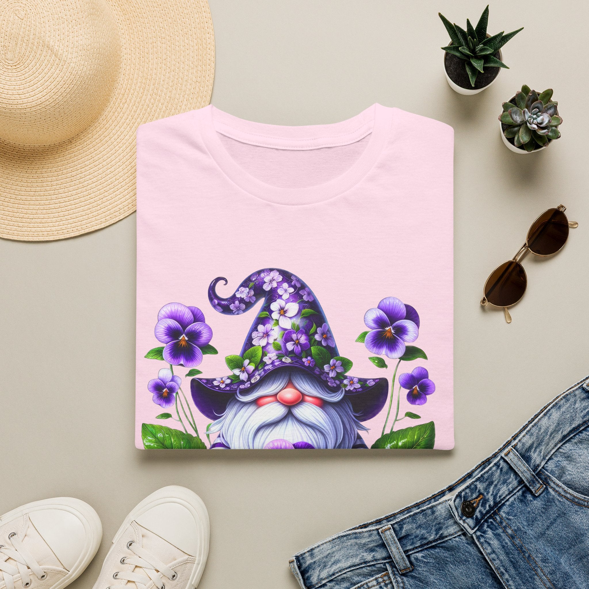 Purple Pansy Garden Gnome T-Shirt