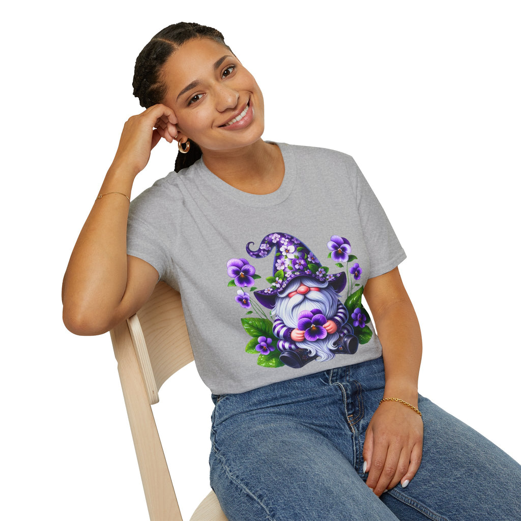 Purple Pansy Garden Gnome T-Shirt
