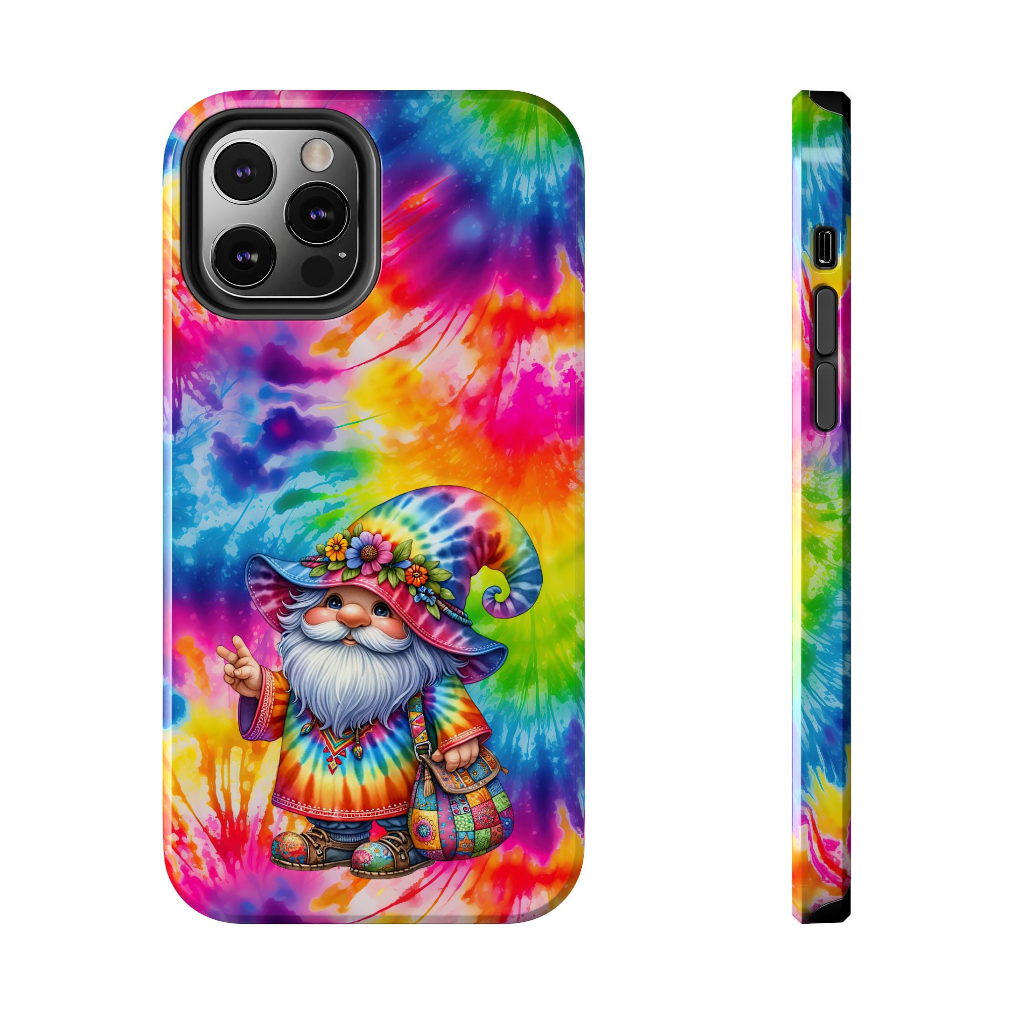 Tie-Dye Gnome Tough Phone Case — Colorful Boho Protective Phone Cover