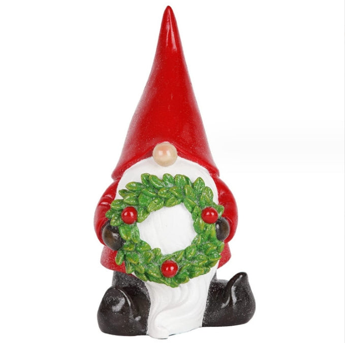 Santa Claus Resin Ornament Christmas Gnome Dwarf Holding Branch Christmas Holiday Party Decoration