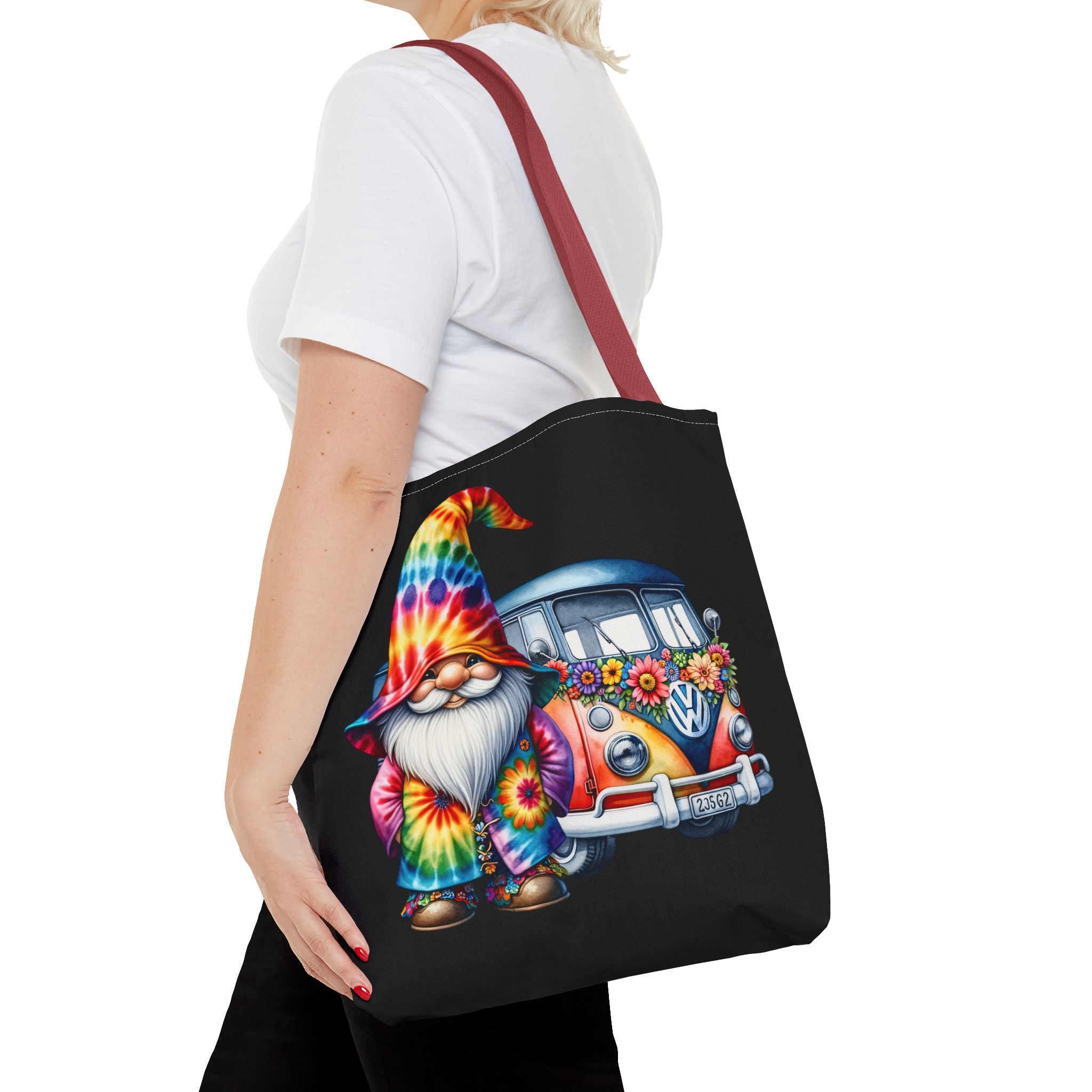 Tie-Dye Gnome Tote Bag — Hippie Van Floral Boho Market Tote
