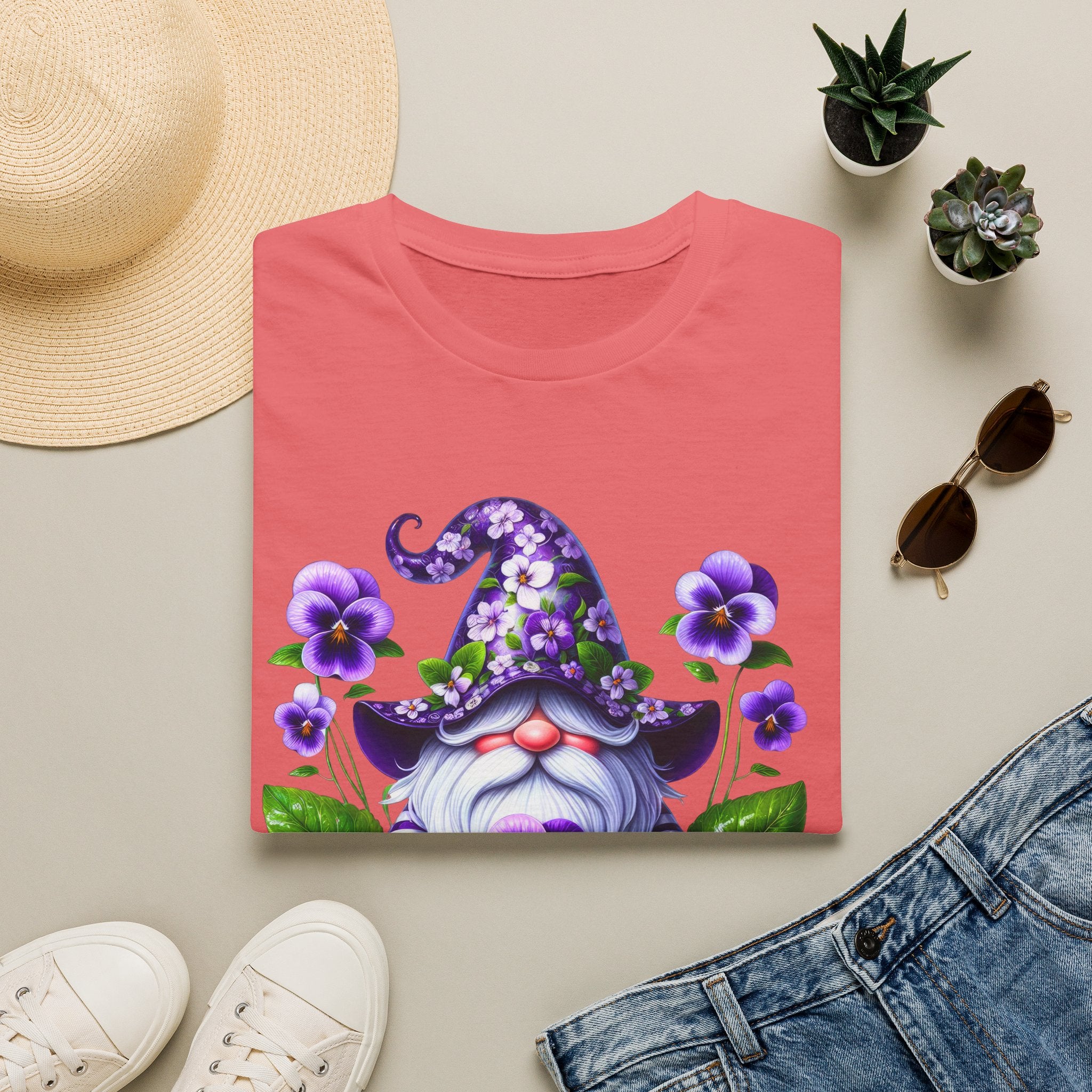 Purple Pansy Garden Gnome T-Shirt