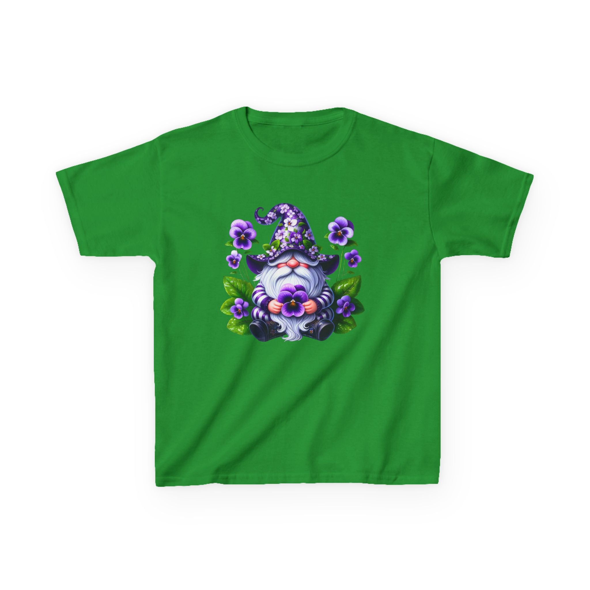 Kids Gnome T‑Shirt — Cute Purple Floral Gnome Tee for Children